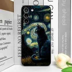 Charming Van Gogh Starry Night Cat Soft Silicon Phone Case Cover - Samsung S21 Plus (M - C1451T1)