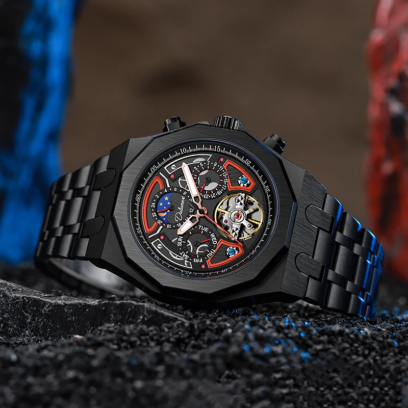 Orologio Locman Automatico Uomo Originale Movimento Svizzero Cassa Acciaio 47mm Quadrante Rosso Datario 5 ATM Cinturino Pelle Trapunto Rosso – Stile Iconico e Prestigio - Gioielleria De Santis