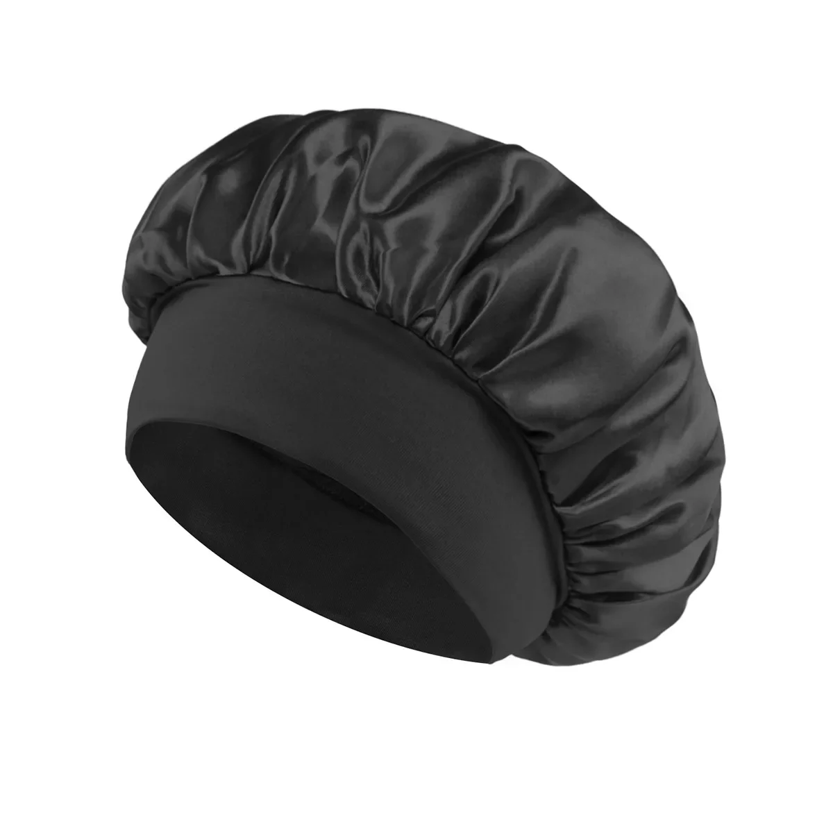 Women Satin Bonnet Hair Bonnet for Sleeping Hair Care Silk Bonnets Solid Wide-brimmed Sleeping Hat with Elastic Soft Band 3