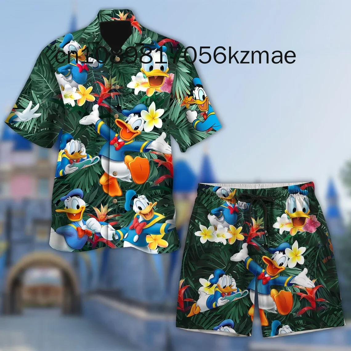 Disney Donald Duck Summer Hawaii Shirt Shorts Set Casual Beach Vacation Short Sleeve Set Disney Beach Shorts Retro Button Shirt 3
