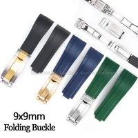 20mm TPU Silicone Watch Strap for Rolex for Daytona for Oysterflex Waterproof Rubber Bracelet Solid Folding Buckle Accessories