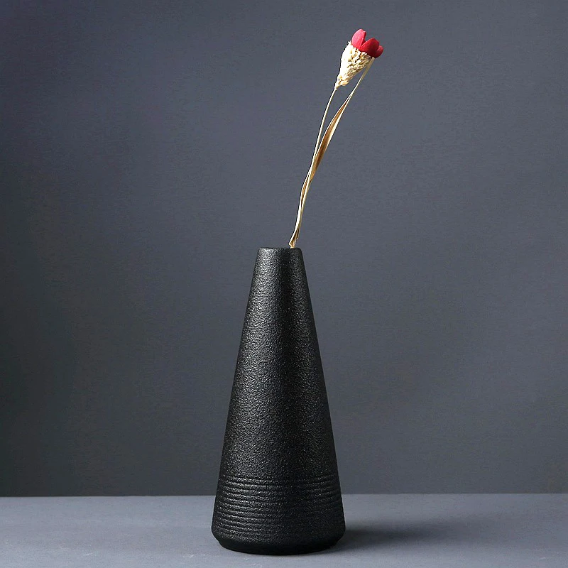 2024 New Black Ceramic Small Vase Home Decoration Crafts Tabletop Ornament Simplicity Japanese-style Decoration 5