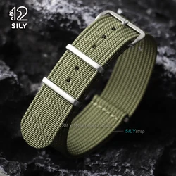 Military Nylon Watch Band - Universal Ribbed Weave Strap - 22mm (Green)