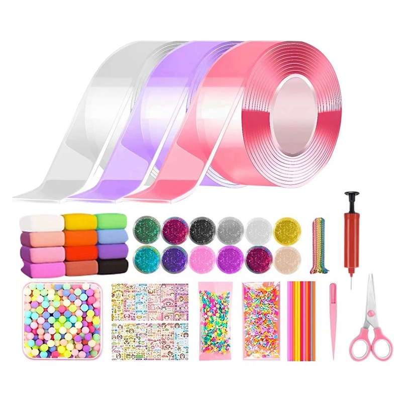 

NEW-Nano Tape Kneading Blowing Bubble Full Set Nano Tape Double-Sided Tape Paste Blowing Bubble Toy Sticker Tapes