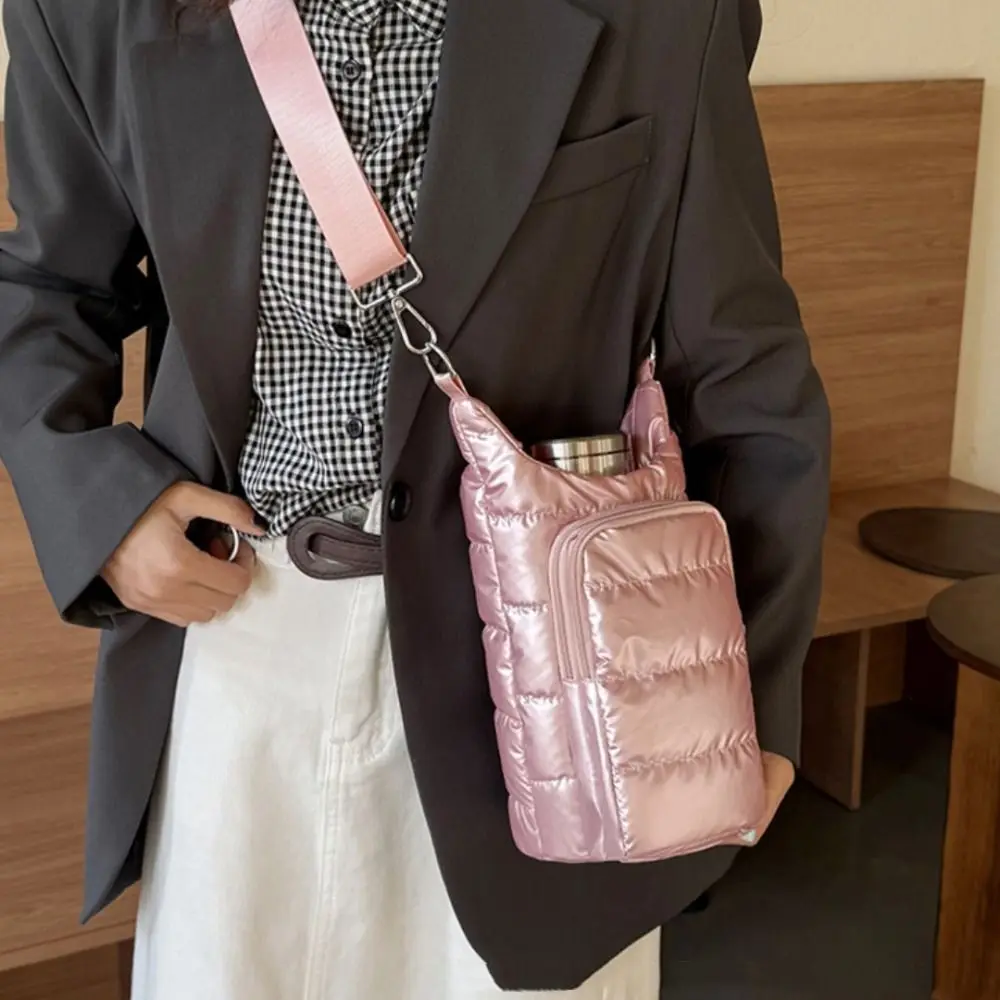 Nylon Water Bottle Carrier Bag with Front Pocket and Shoulder Strap