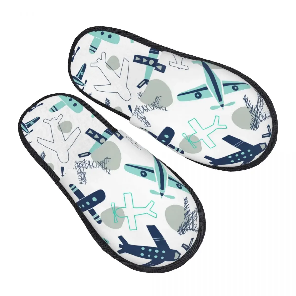 

Зимние Нескользящие тапочки на плоской подошве для мужчин и женщин, детская мягкая теплая обувь с рисунком самолета, самолета, меха для дома