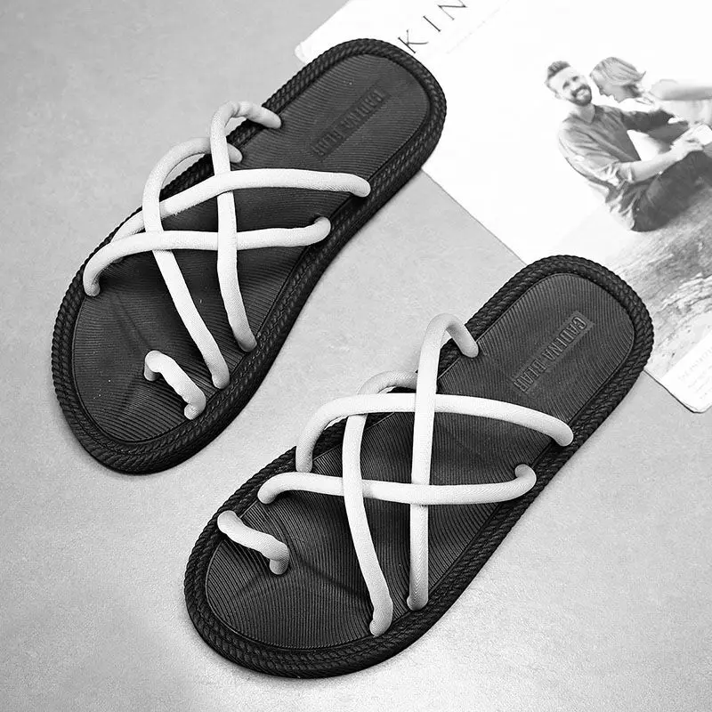 Men's Summer Special Offer Slipper Fashion Character Wove Cotton Rope Outdoor Casual Soft-soled Non-slip Sandal 39-44