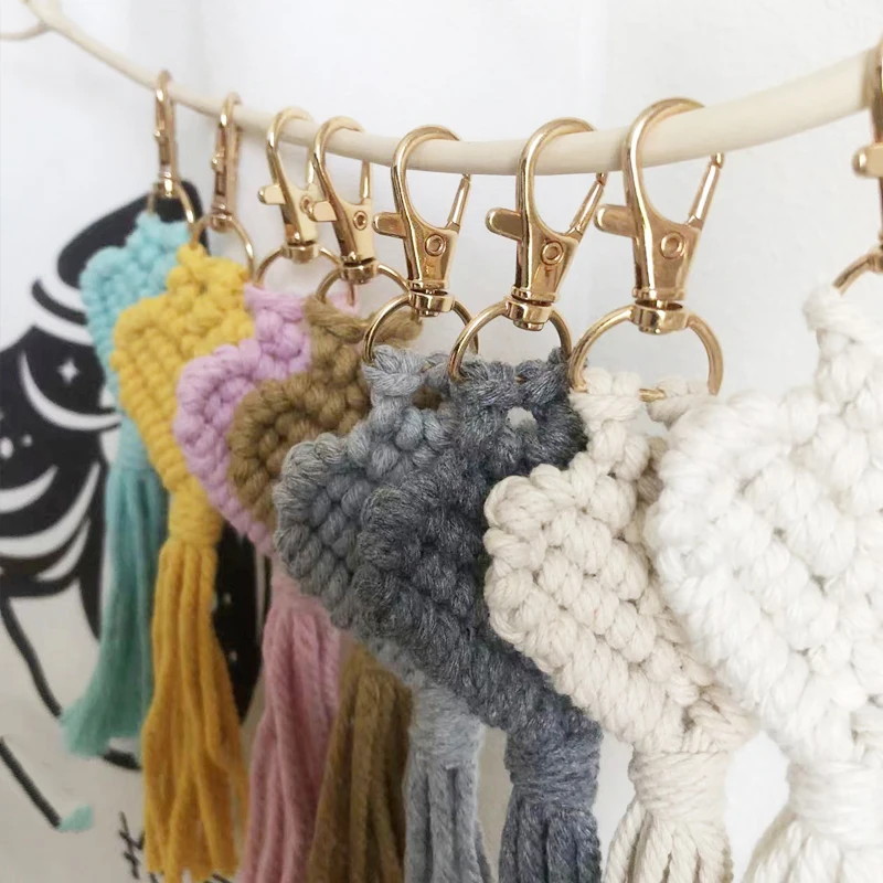 Macrame Hobo Keychain Handmade Heart-shaped Bag Pendant Car Keys Mother's Day gift Wedding Accessories Wholesale Wedding Gift 3