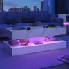 Modern Stylish Coffee Table with LED lights, Double-Layer Design for Living Room Coffee Table with 2 Storage Drawers 2