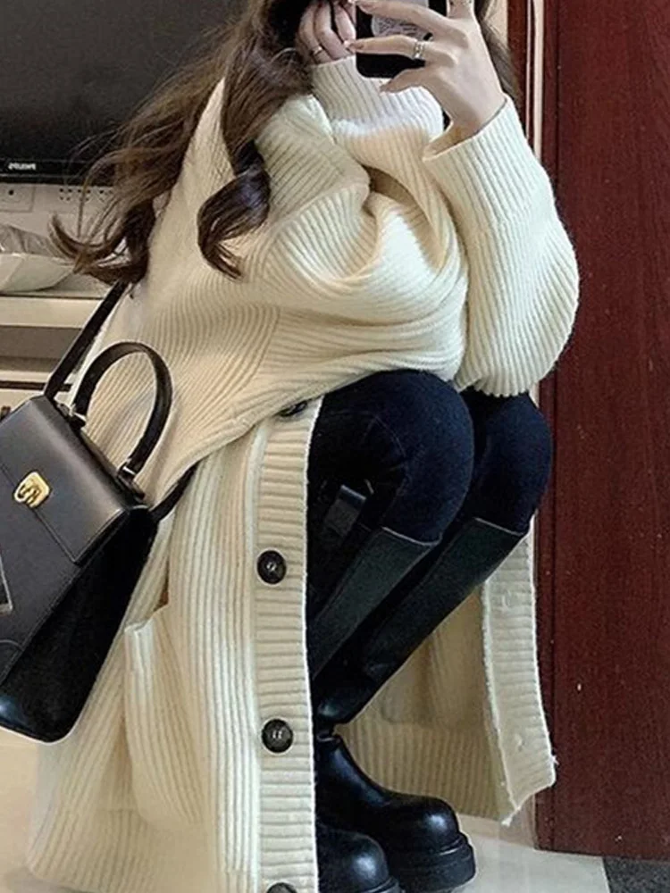 New Fashion Autumn and Winter Women's Clothing Solid Color Lady's Cardigan Long Sleeve Sweater Casual Knitwear Office O Neck Top