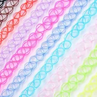 12 pièces coloré cou tatouage tour de cou élastique femmes collier Punk tatouage tour de cou extensible collier bijoux filles Sautoirs colliers 2