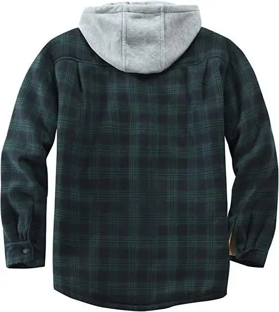 Flannel Long Sleeve Loose Casual Shirts Coats Fashion Streetwear Vintage Hoodie 2023 Men Winter Warm Plaid Splicing Jacket Coat