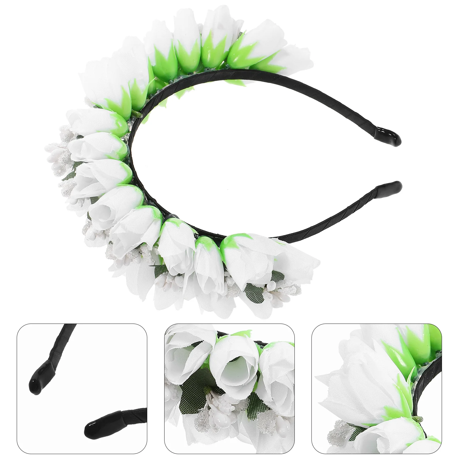 Headband Floral Hair Headpiece for Women Headband Prom Flower Crown Fairy Accessories Fabric Party Headbandations Bride