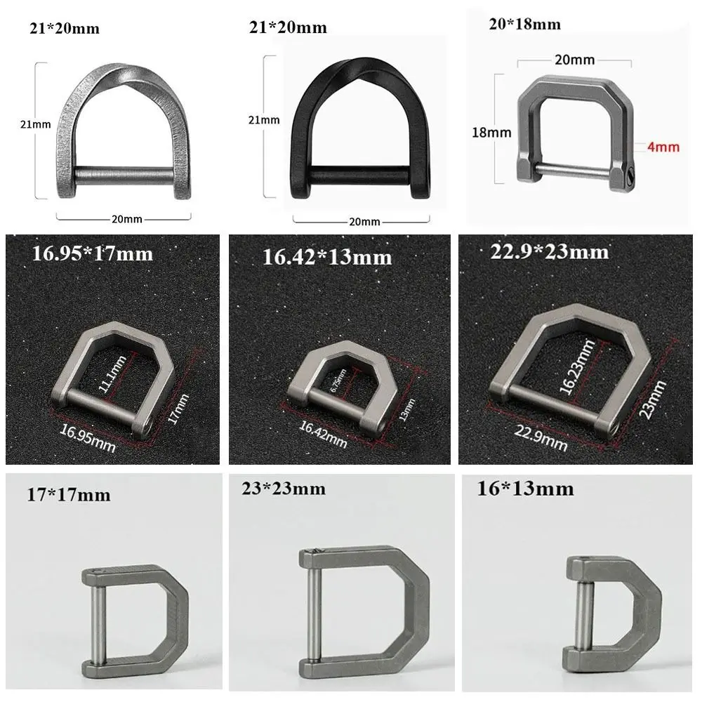 Portable Titanium Alloy Horseshoe Buckles Carabiner D Bow Staples Shackle Key Ring Keychain Hook Buckles Bracelet Tool
