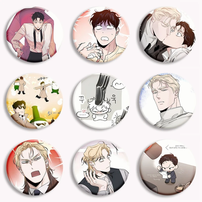Korean Comic Roses and Champagne Anime Button Pin Bl Manhwa Ceaser Brooch Badge Bag Accessories Fans Collect Friends Gift 58mm