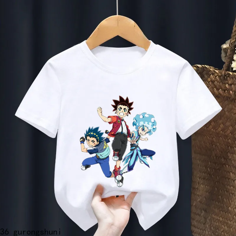 2024 Beyblade Burst Evolution Print Kids T Shirt Girls Summer Tops Baby Boys Clothes Cartoon Children Short Sleeve T-shirt 6