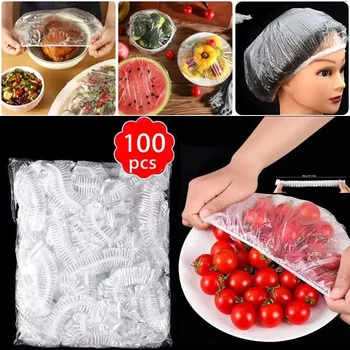 100/200PCS Reusable Disposable Food Cover Transparent Fresh-keeping Cover Durable Elastic Food Lids Kitchen Food Saver Seal Bags