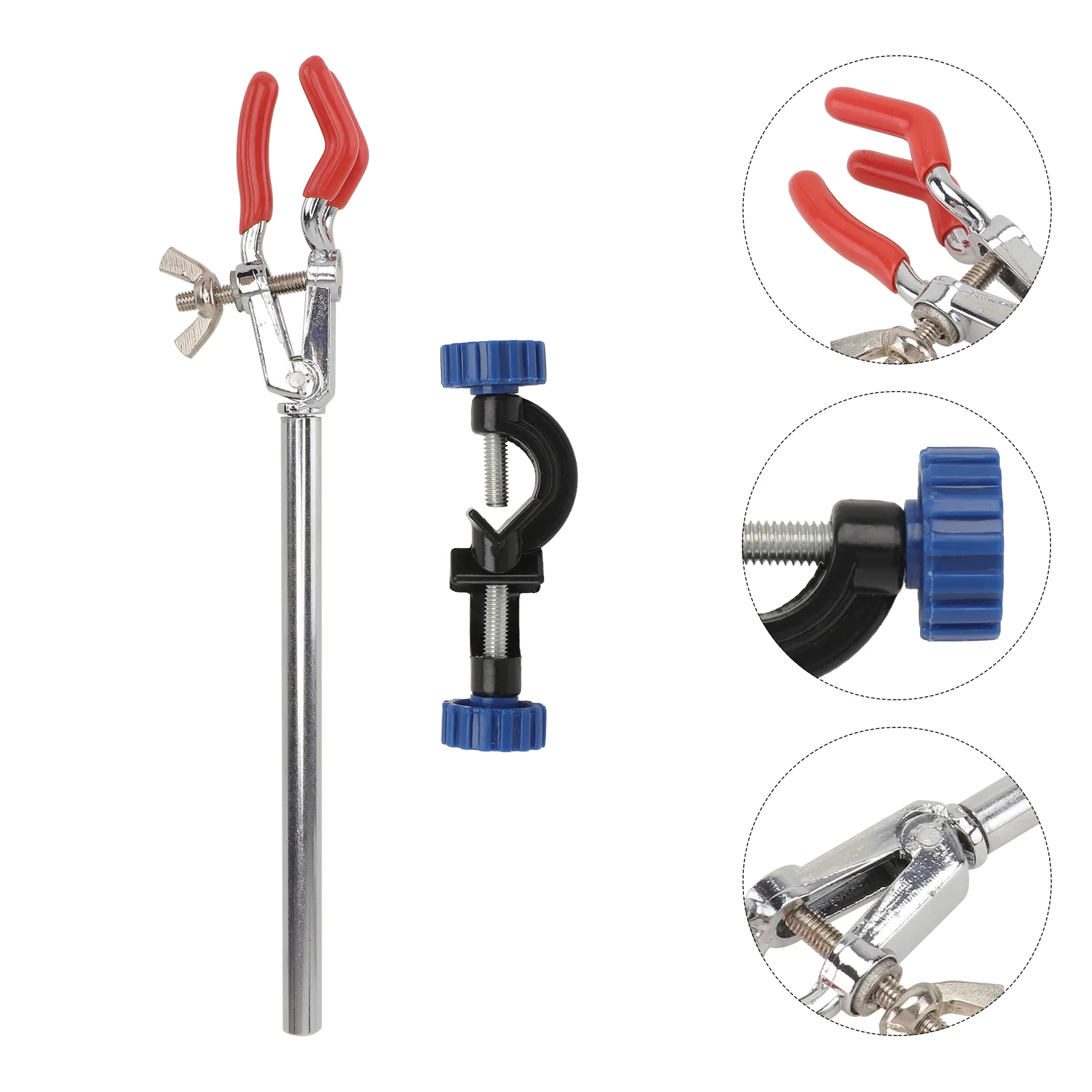 

Labs Burette Clamps Prong Finger Labs Clamps with Laboratory Stand Clip (Three-jaw clamp + aluminum cross clamp)