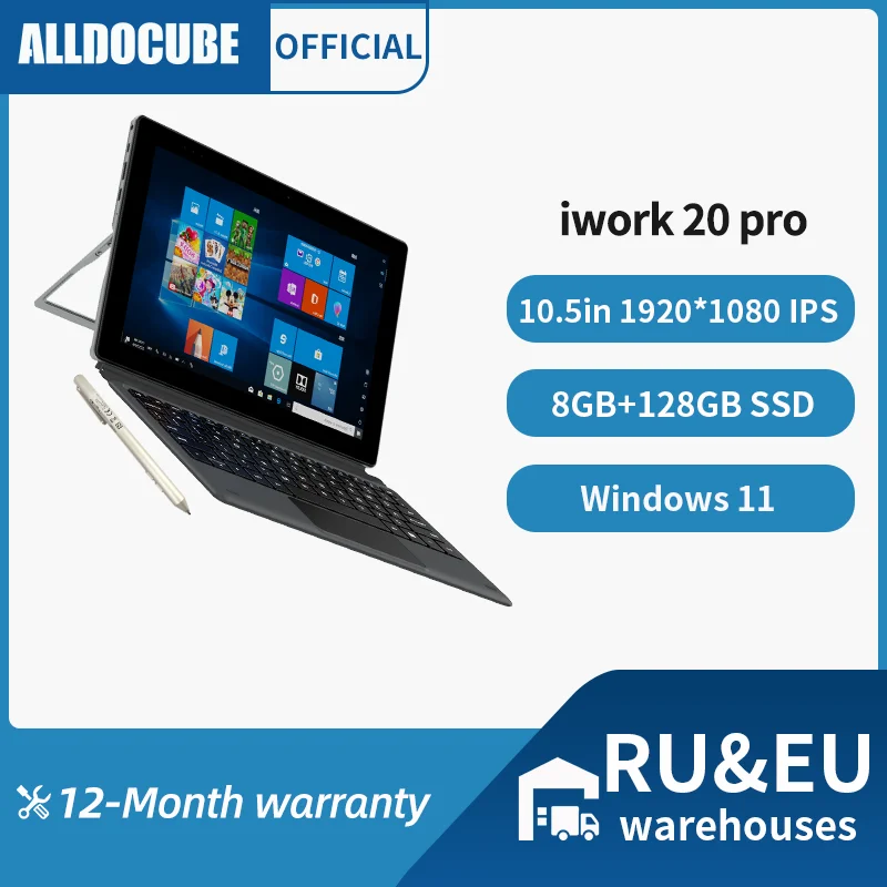 ALLDOCUBE iWork 20 Pro Windows 11 Tablet 10.5 inch intel N4120 8GB LPDDR4 128GB SSD 2 in 1 Tablet PC 1920×1280 IPS