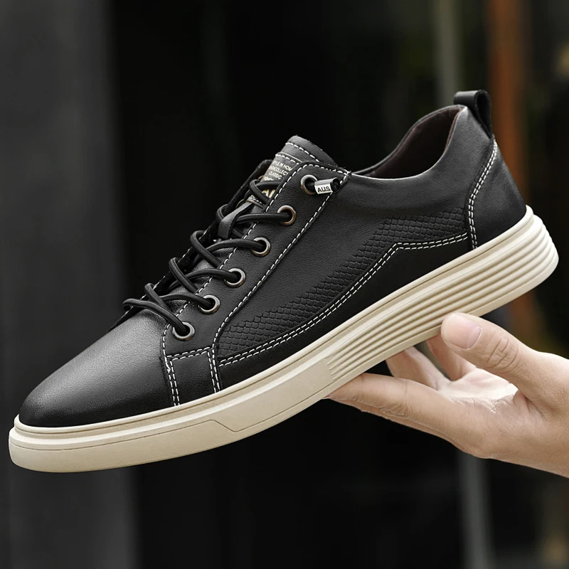 

Genuine Leather Men's Shoes Fashion New Outdoor Walking Shoes Classic lace up Oxfords Casual Shoes Luxury Brand Men Sneakers