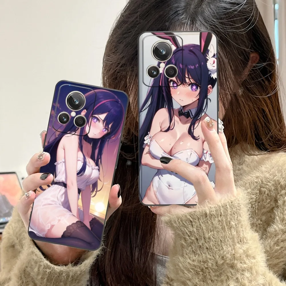 Oshinoko Ai Hoshino Sexy Phone Case For Realme Gt 2 9I 8I 7I Pro X50 X2 C35 C21 C20 C11 C3 Black Soft Phone Cover Funda