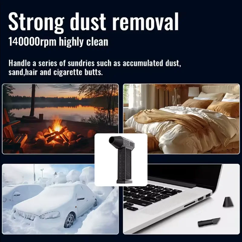 Violent Fan 140000RPM Powerful Air Blower Vacuum Dust Cleaner Type-C Charging Strong Winds 62m/s Brushless Turbo Jet Blower ﻿