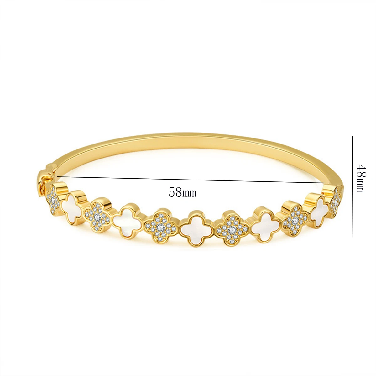 2024 New Cubic Zirconia Mother of Pearl Four Leaf Flower Bracelet for Women Office Gatherings Friend Gift Jewelry Accessories 5