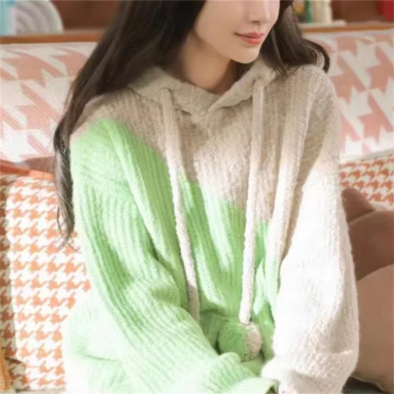 

New women's sweater hoodie sweater women's thick hooded sweater coat loose coat