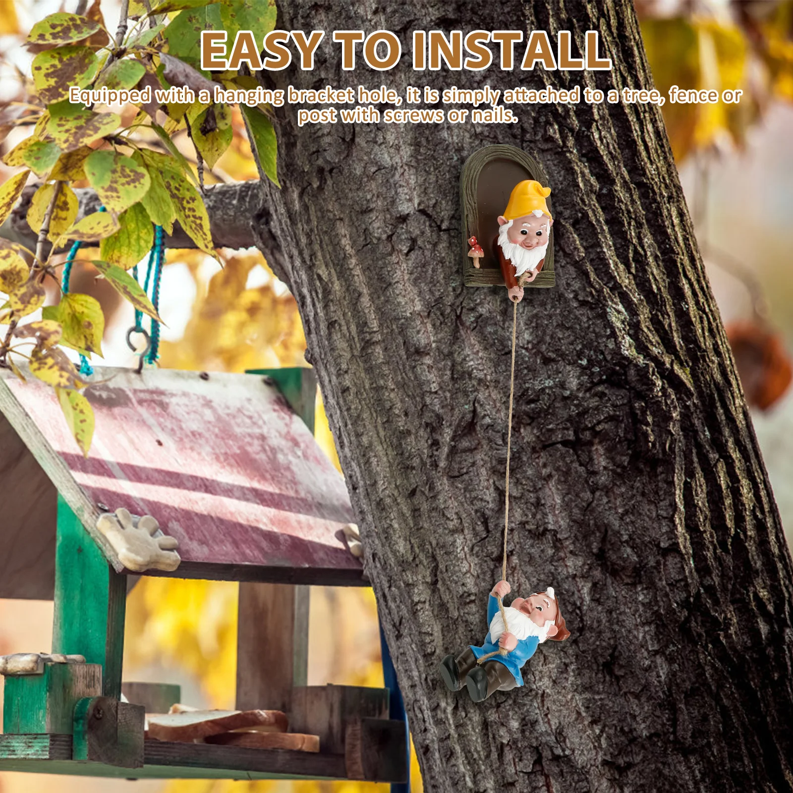 Mini Garden Gnome Statue Resin Climbing Gnomes Tree Face Decor Outdoor Lawn Creative Gnome Statue Home Decoration Accessories