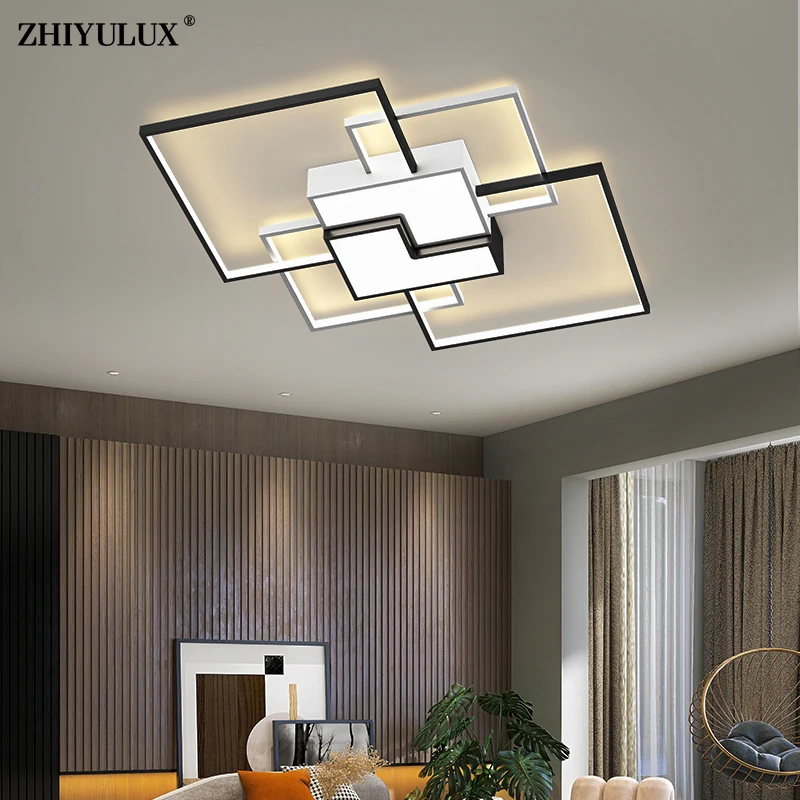 

Простая черно-белая современная светодиодная люстра с дистанционным затемнением, Светильники для гостиной, столовой, потолочные лампы для прихожей, комнатное освещение