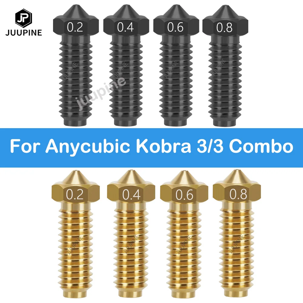 For Anycubic Kobra 3 Combo Hotend Nozzle 0.2 0.4 0.6 0.8 Hardened steel Brass Nozzle For Anycubic Kobra3 Spare Parts Accesories