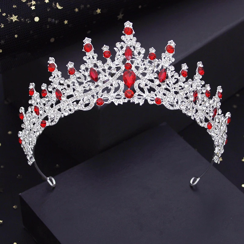 Luxury Queen Bridal Crown Princess Red Diademi Bride Copricapo Party Birthday Wedding Hair Jewelry Accessori Per La Testa