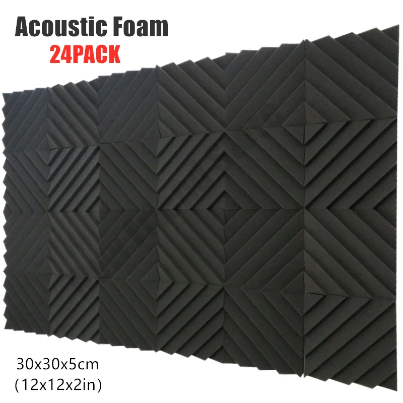 

24PCS 300x300x50mm Studio Acoustic Foam Sound Insulation Panels for KTV Bar Drum Room Soundproof Wedges Sound Proof Wall Panels