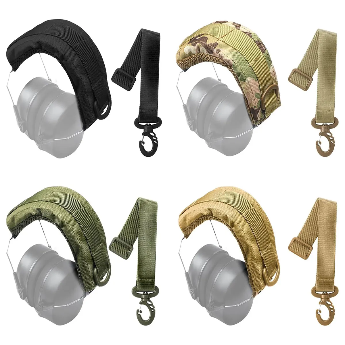 Tactical Modular Headset Cover Molle Headband Earphone Microphone Protection Case Hunting Earmuff Headphone Stand Strap Headphone Cover