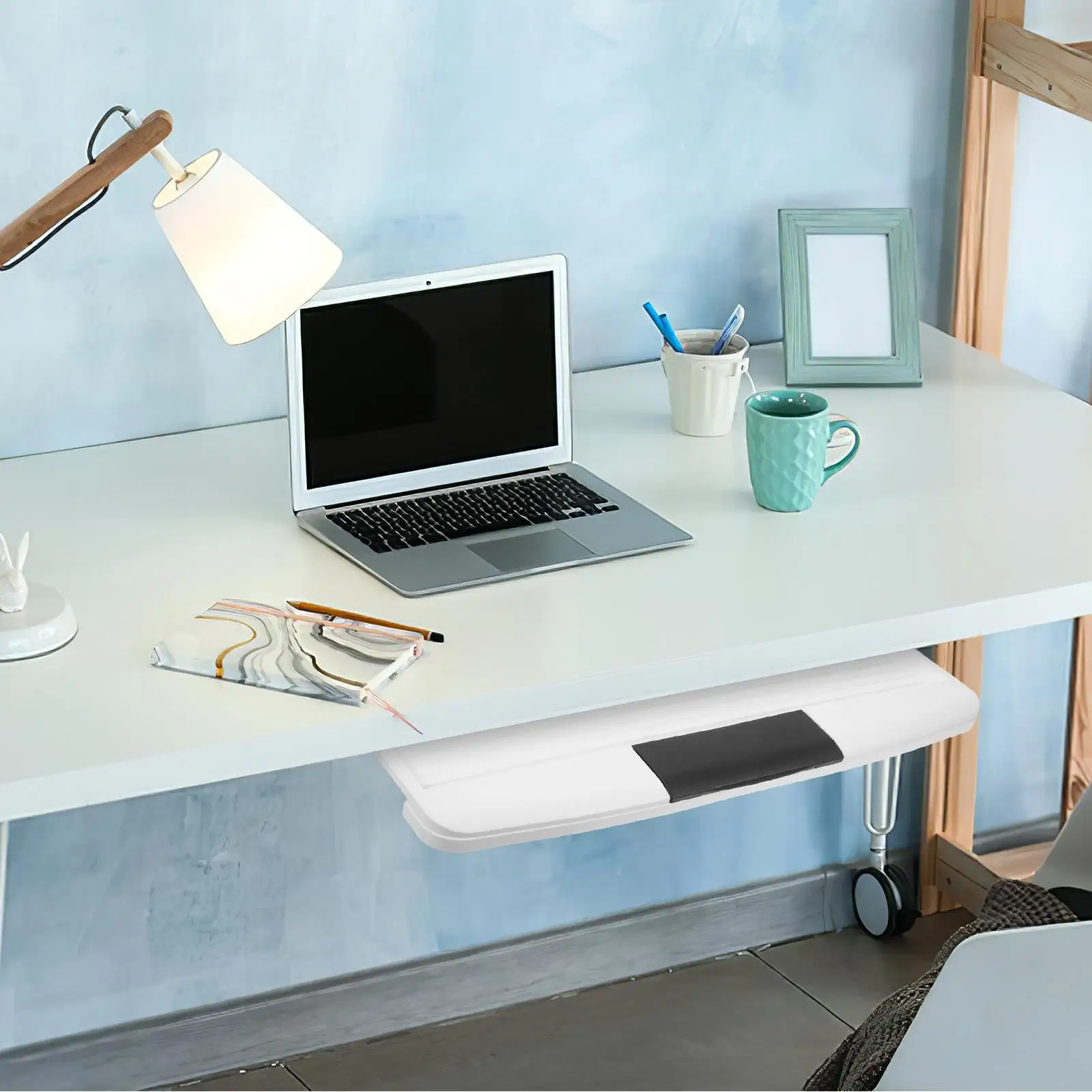 Keyboard Stand Drawer Computer Desk Tray Fold under Small s Aluminum Alloy Ergonomic Design Lightweight Space Saving Keyboard