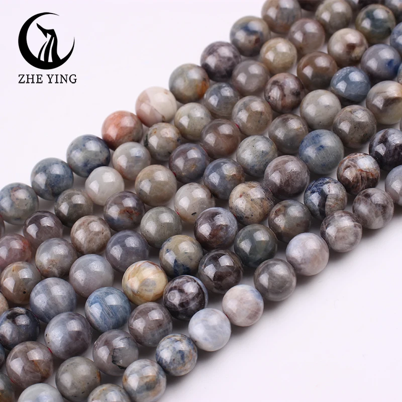 Zhe Ying Genuine Myanmar Sapphire Gemstone Beads Round Loose Natural Stone Beads for Jewelry Making Diy Accessories