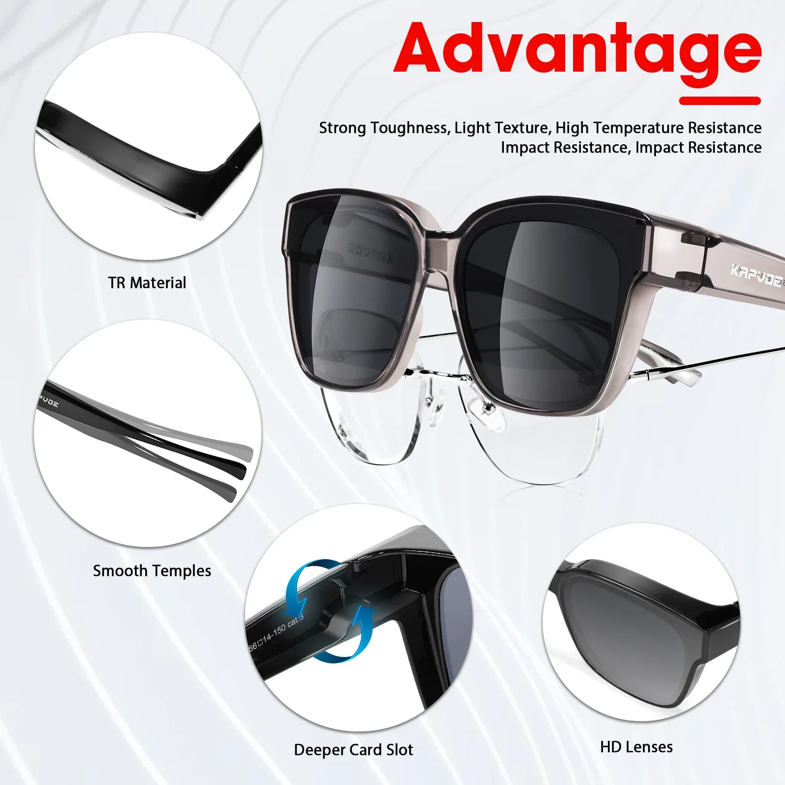 Kapvoe Fitover Sunglasses Oversized Hiking Eyewear Polarized for Glasses Men Glasses Shades for Driving Fishing Bicycle Goggles