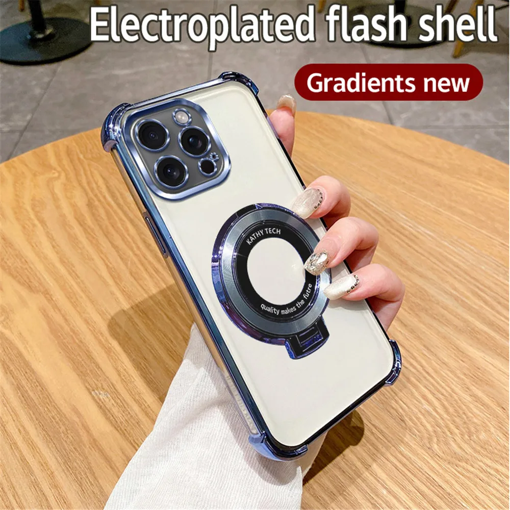 Shockproof Gradient Glitter Stand Phone Case with Bracket