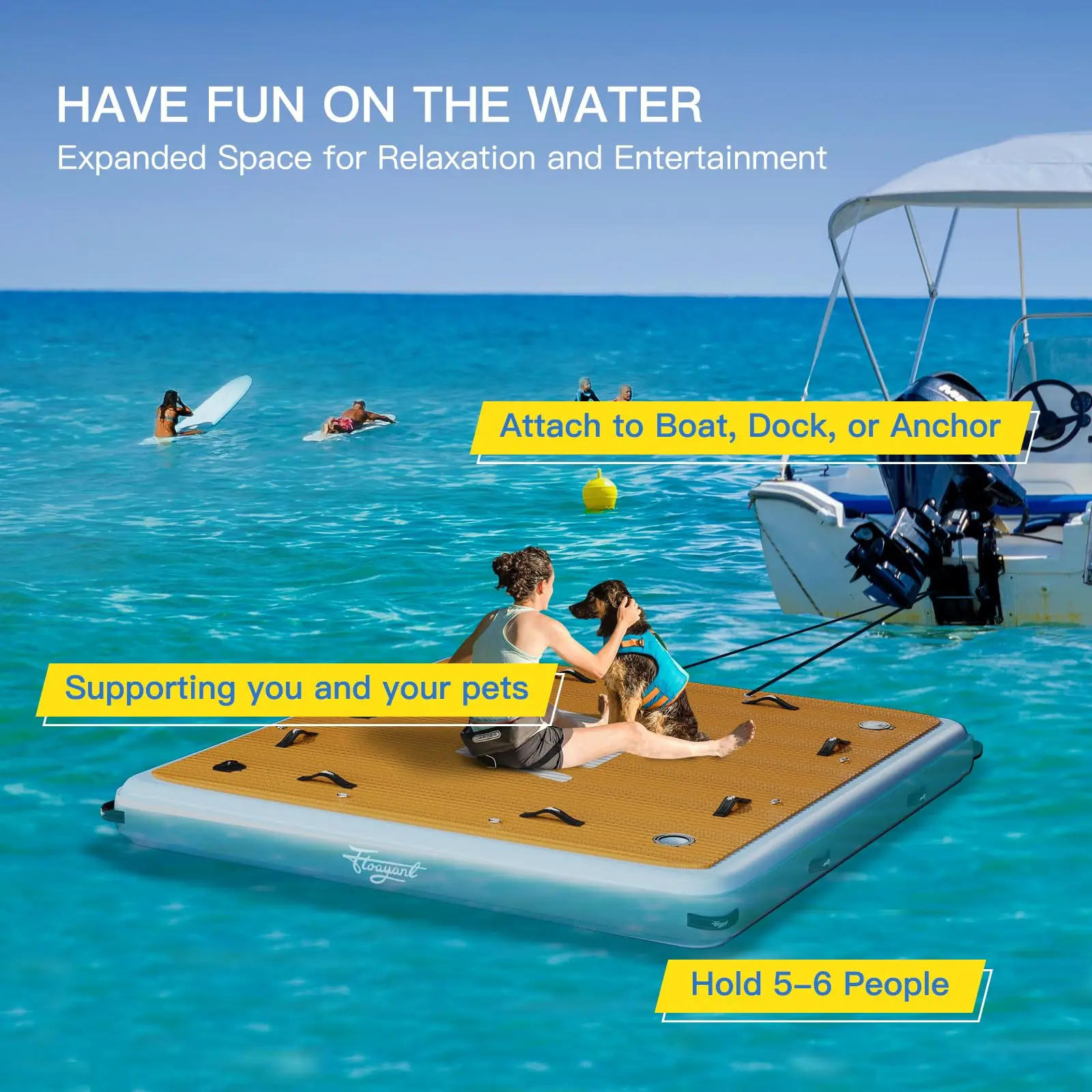7FT Inflatable Dock Platform Lake Float for Adults Water Swim Dock with Cup Holder & Camera Stand Floating for Pool Lake