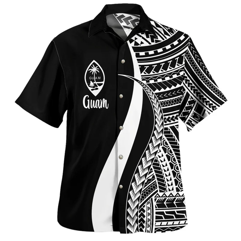 Vintage 3D Guam Island National Flag Printing Shirts Coat Of Arm Graphic Short For Men Fashion Cool Clothing Clothes 4