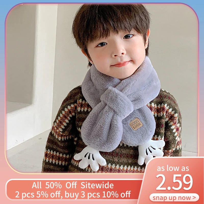 Bufanda de felpa de invierno para niños y niñas, cuello de anillo redondo de dibujos animados, bufandas cálidas de de piel de conejo, 8 meses a 8 años| | - AliExpress