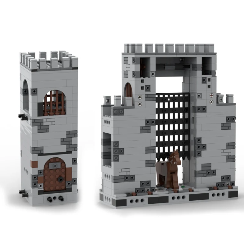 

MOC Building Blocks Middle Ages Castle Gate Straight Tower Compatible with Most Brands Connectable for Kids Gifts