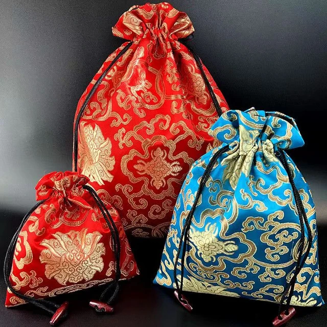 Satin Embroidered Gift Bag Drawstring Silk Storage Pouch For Necklace  Bracelet Beads Jewelry Packaging Bags Christmas/Wedding - AliExpress
