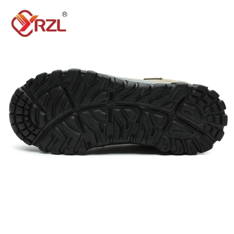 YRZL Outdoor Hiking Shoes Men Sneakers Slip on Casual Men Shoes Breathable Suede Leather Shoe Anti-skid Walking Shoes Footwear 6