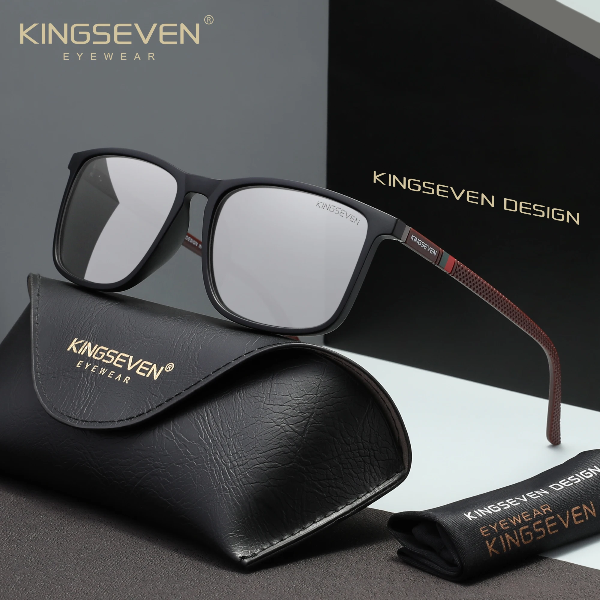 KINGSEVEN Fashion Polarized Men Women Sunglasses UV400 Protect Casaul Rectangle Fishing Glasses Driving Classic Outdoor Eyewear