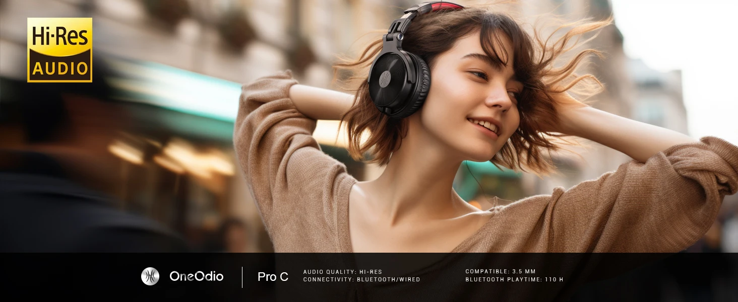 Oneodio Bluetooth 5.2 Headset Wireless Headphones With Microphone 110Hrs Foldable Over Ear Earphones For Mobile Phone PC Sports