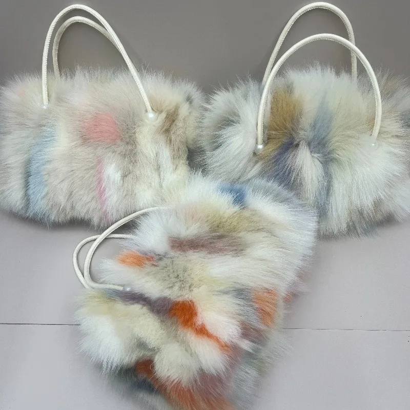 Fox Fur Bag Winter Women Shoulder Bag Female Fashion Chain Shoulder Bags Real Fur Purse Natural Fur Hand Bags Evening Party Bag