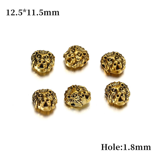 Gold Charm Beads Buddha Sparta leopard Lion Heads Spacer Beads Supplies For Jewelry Finding Making DIY Bracelet