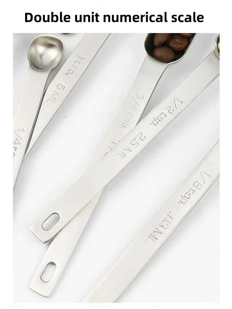 Description Picture 4 of item1PC Kitchen Measuring Spoons for Coffee Stainless Steel Graduated Spoon Accessories Set Powder Coffeeware Dining Bar Home Garden