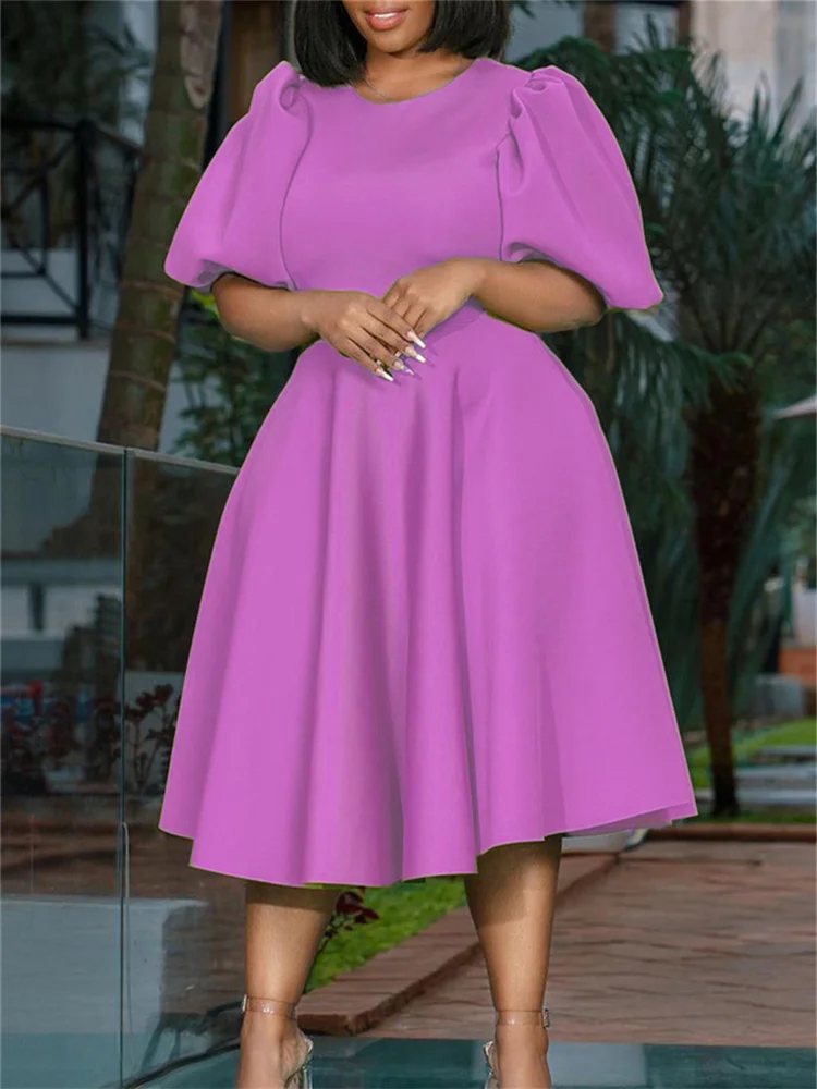 Wmstar Party Dresses for Women Sexy Puff Sleeve Solid Maxi Dress Big Hem Club Outfits New In Summer Wholesale Dropshipping S-3XL